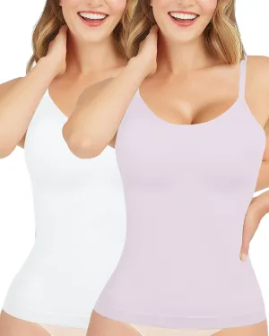 AURUZA 2PCS Womens Shapewear Tummy Control Scoop Neck Camisole Tops for Women Seamless Compression Tank Top Regular Plus Size