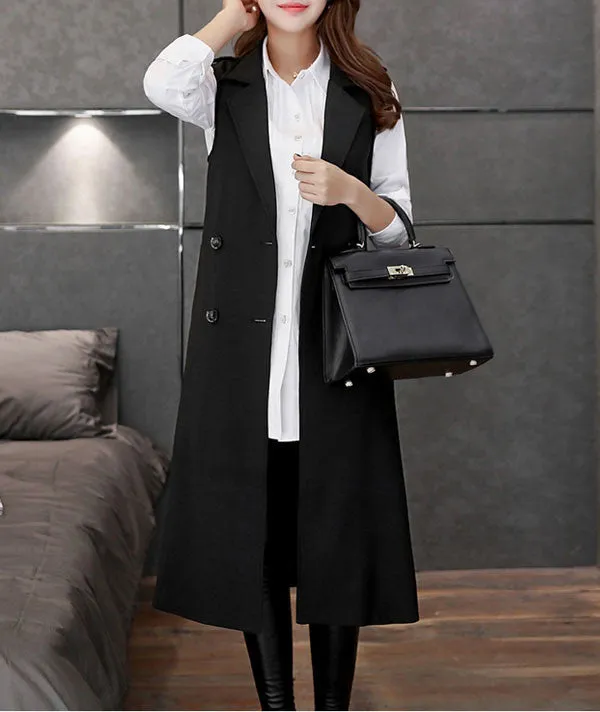 Autumn Long Women's Turn-Down Collar Waistcoat