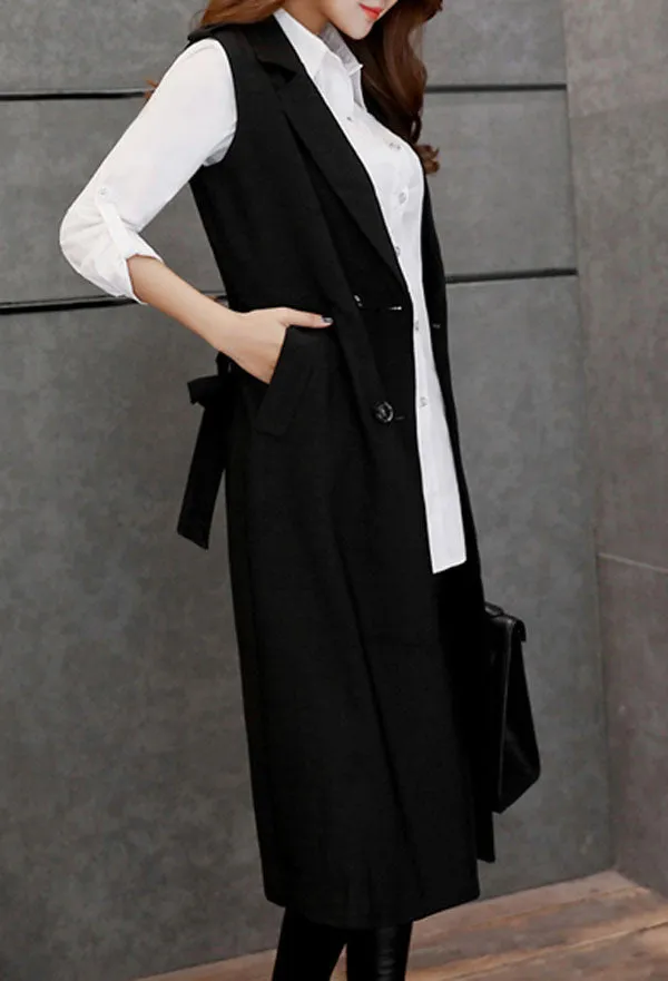 Autumn Long Women's Turn-Down Collar Waistcoat
