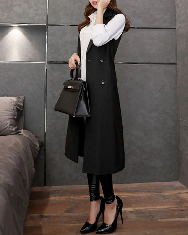 Autumn Long Women's Turn-Down Collar Waistcoat