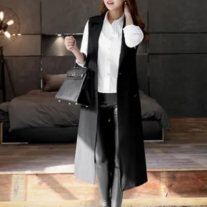 Autumn Long Women's Turn-Down Collar Waistcoat