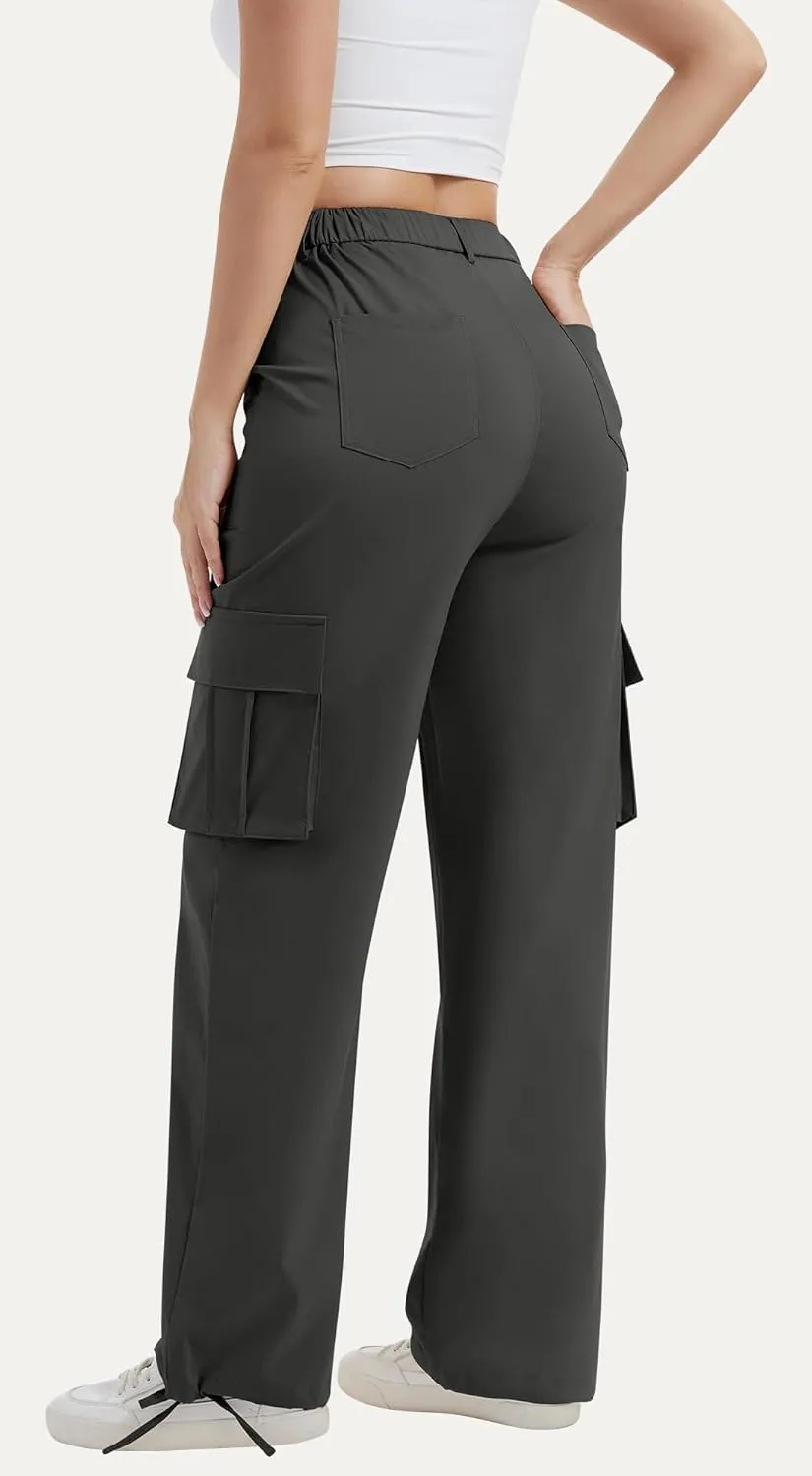 AVAMO Stretchy Cargo Pants for Women with Pockets High Waisted Baggy Wide Leg Y2K Lightweight Hiking Casual Streetwear