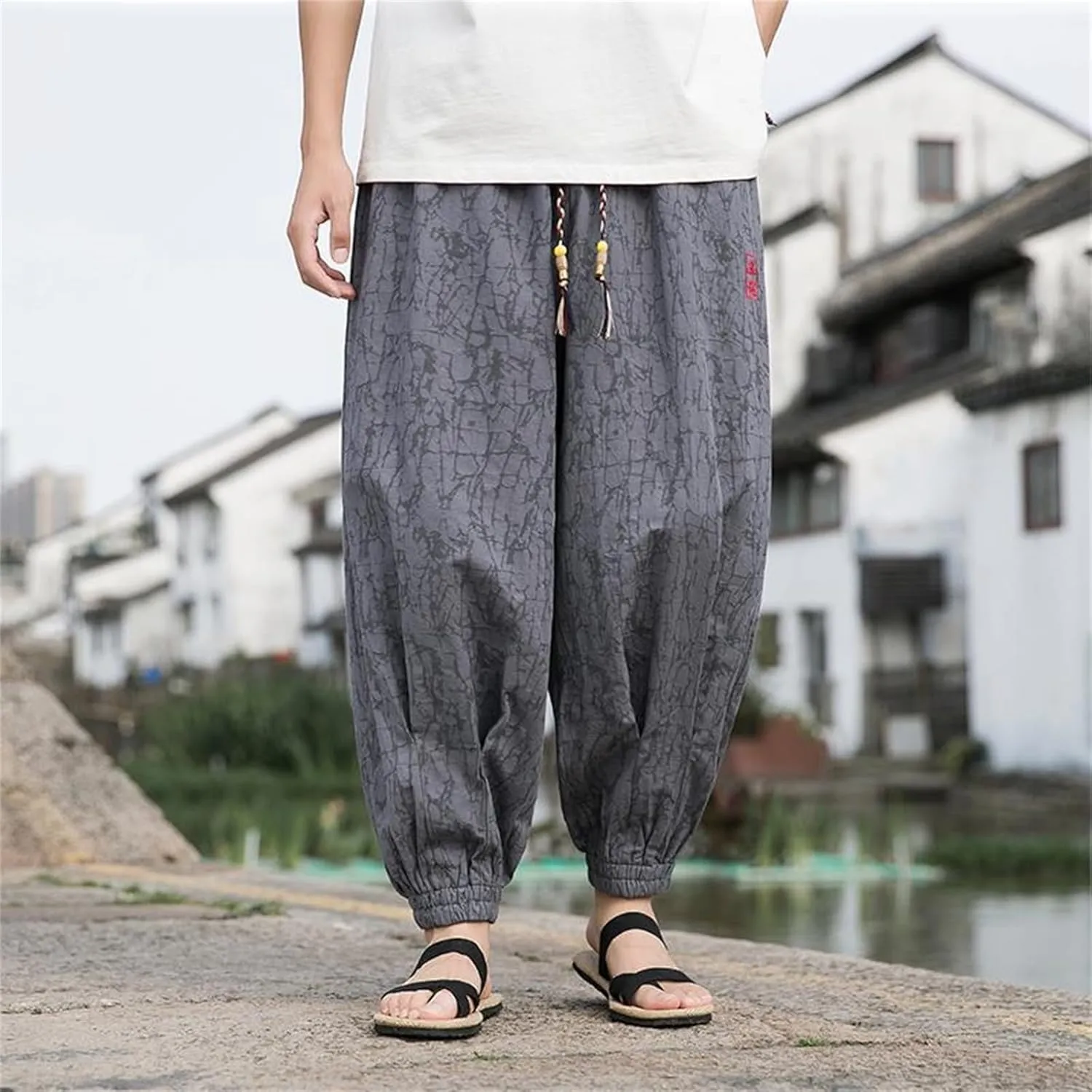 Baggy Aladdin Harem Pants for Mens Cotton Harem Pants Hippie Boho Trousers Casual Loose Hippie Yoga Beach Pants