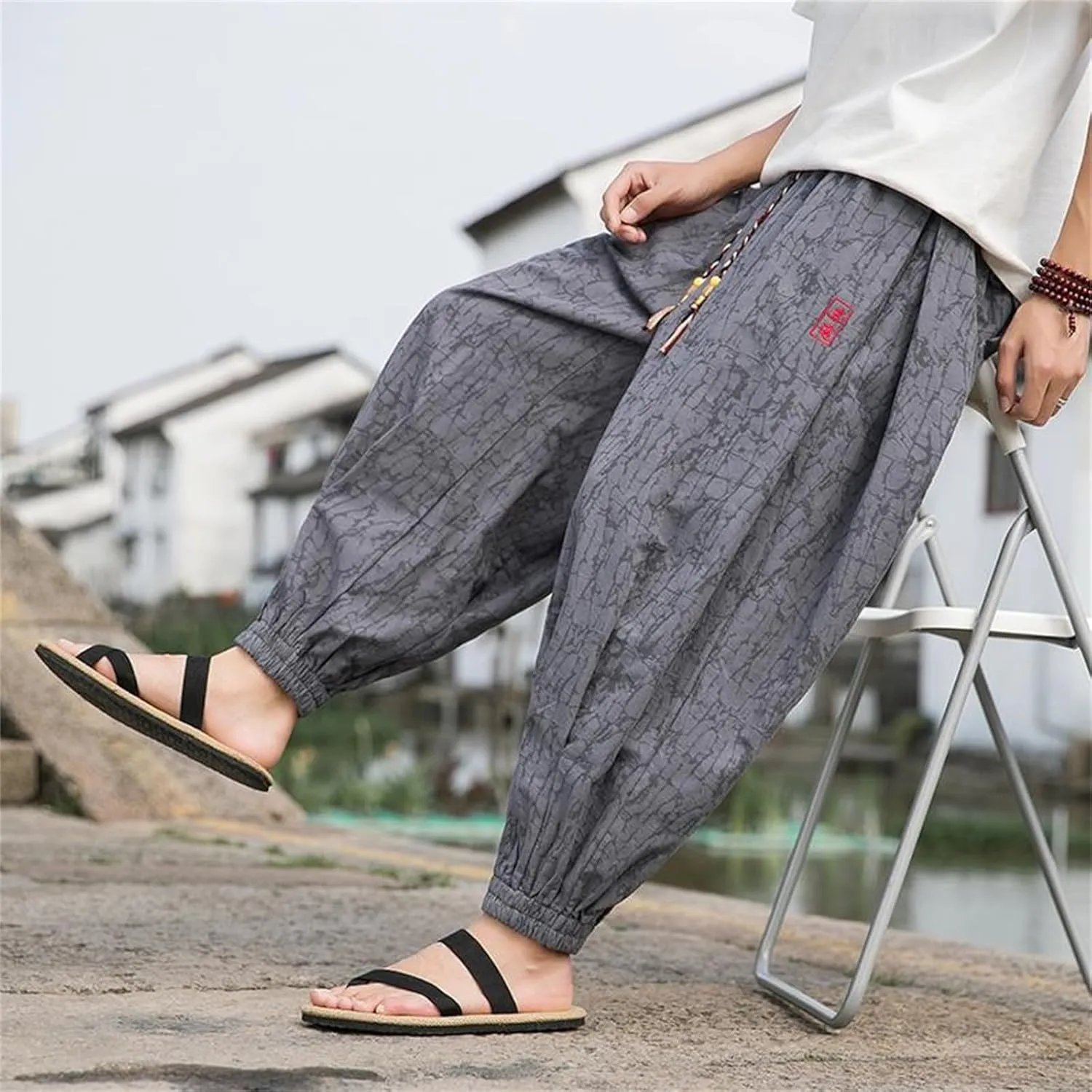 Baggy Aladdin Harem Pants for Mens Cotton Harem Pants Hippie Boho Trousers Casual Loose Hippie Yoga Beach Pants