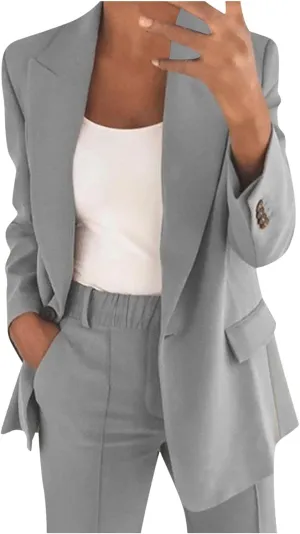 Blazer Sets for Women 2 Piece Outfits Business Casual Outfits Dressy Casual Pant Suits Plus Size Dress Pants Set