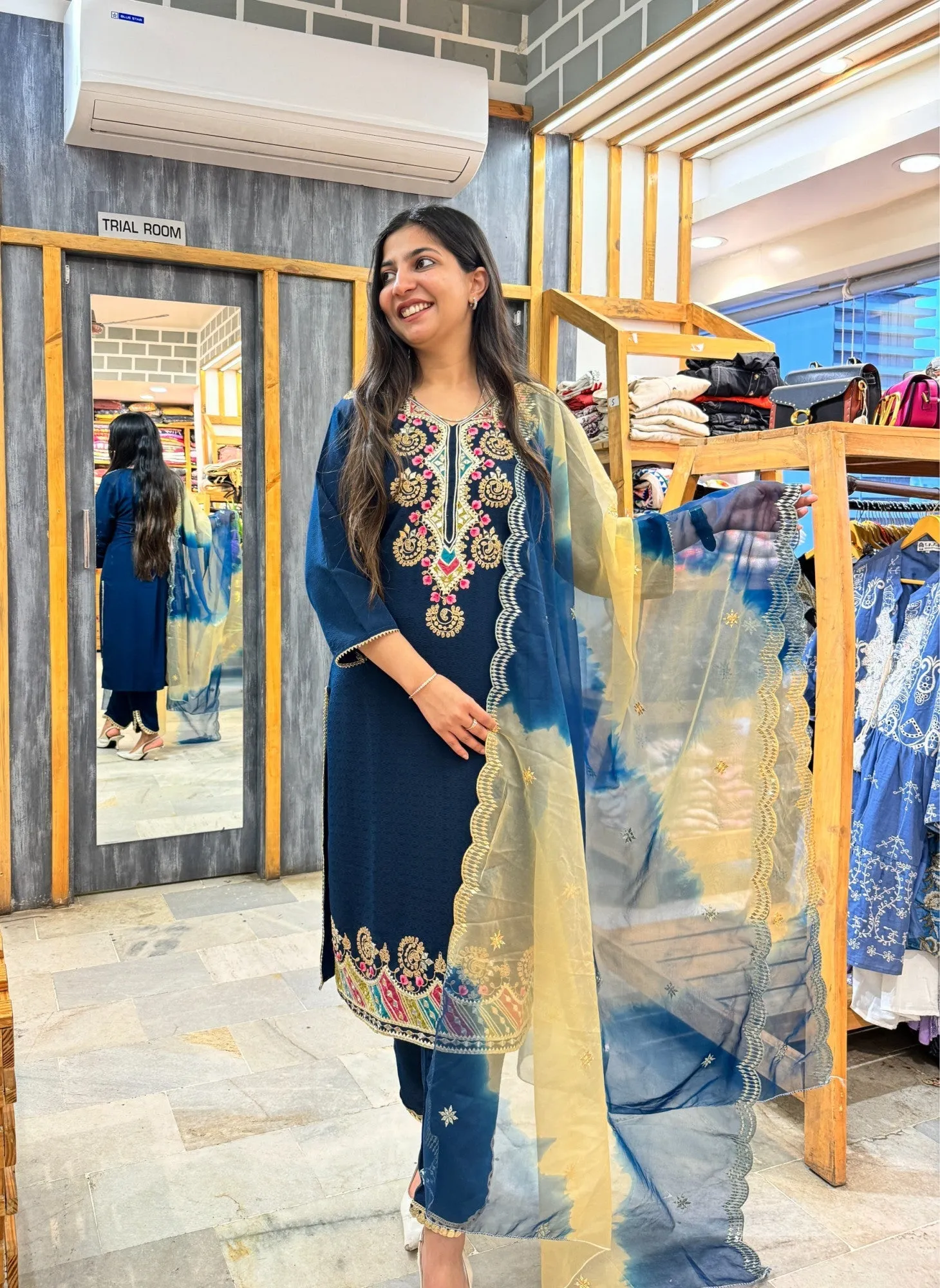 Blue designer pant set