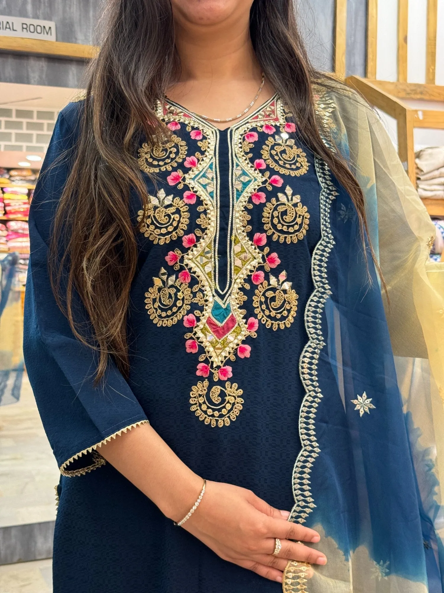 Blue designer pant set
