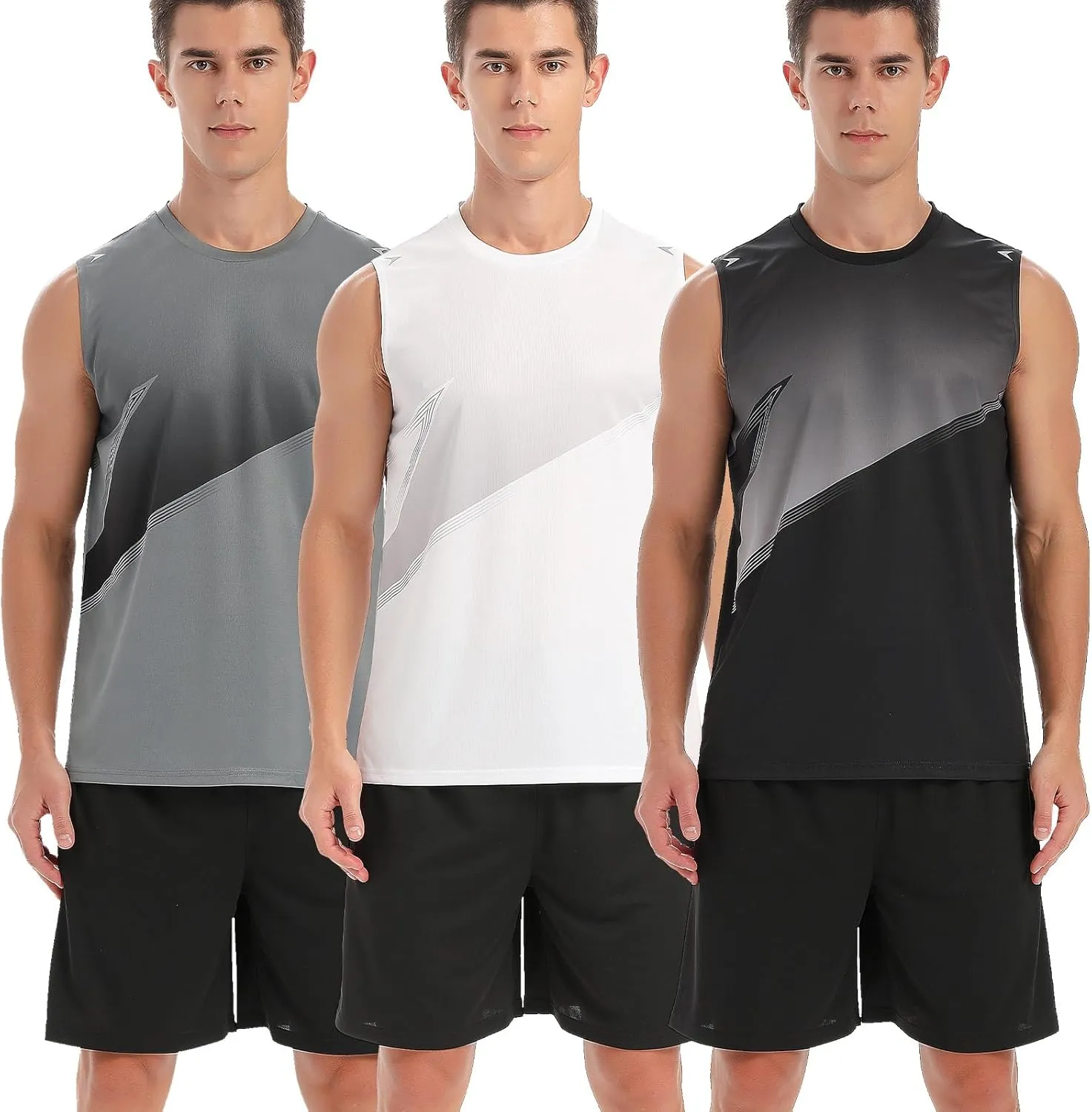 BOOMCOOL Tank top Men Shirt & Short Workout Sleeveless Gym Clothes Quick Dry for Active
