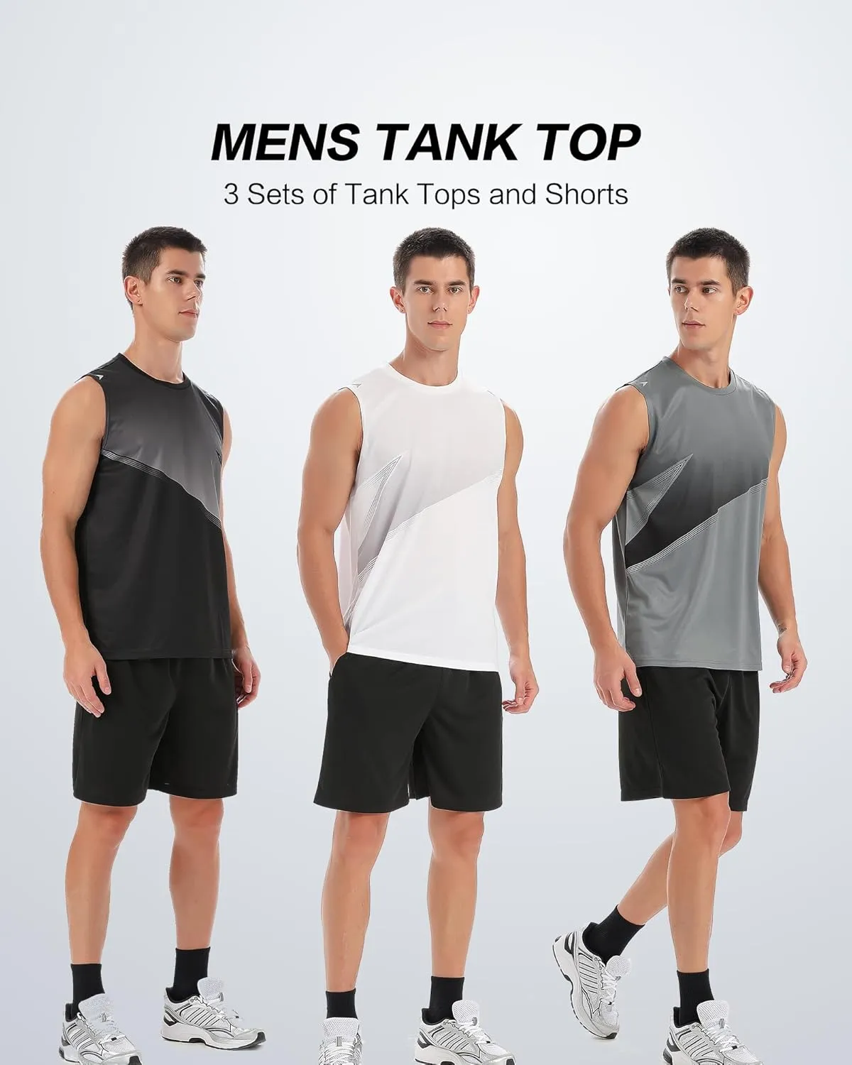 BOOMCOOL Tank top Men Shirt & Short Workout Sleeveless Gym Clothes Quick Dry for Active