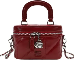 Burgundy Bucket Bags for Women Y2k Burgundy PU Crossbody Bag Cute Burgundy Handbag with Zipper