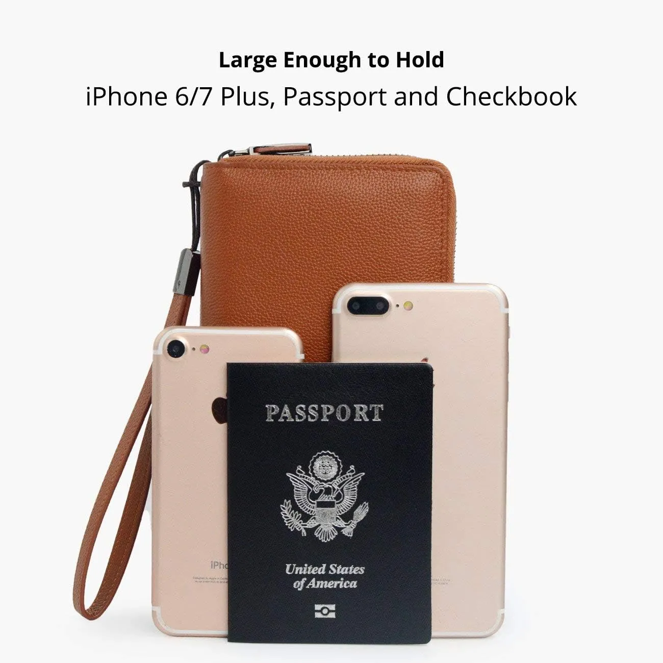 Bveyzi Women RFID Blocking Wallet Leather Zip Around Phone Clutch Large Capacity Ladies Travel Purse Wristlet