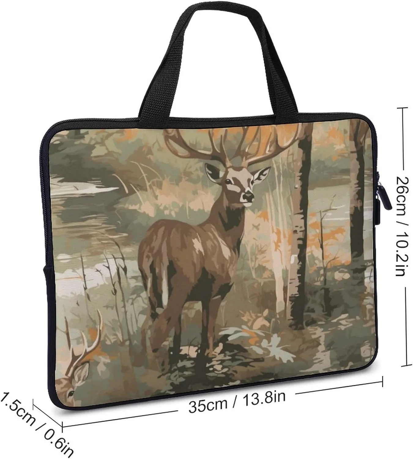 Camo Deer CamouflageLaptop Bag Laptop Case Computer Notebook Briefcase Messenger Bag with Adjustable Shoulder Strap 15.6 Inch