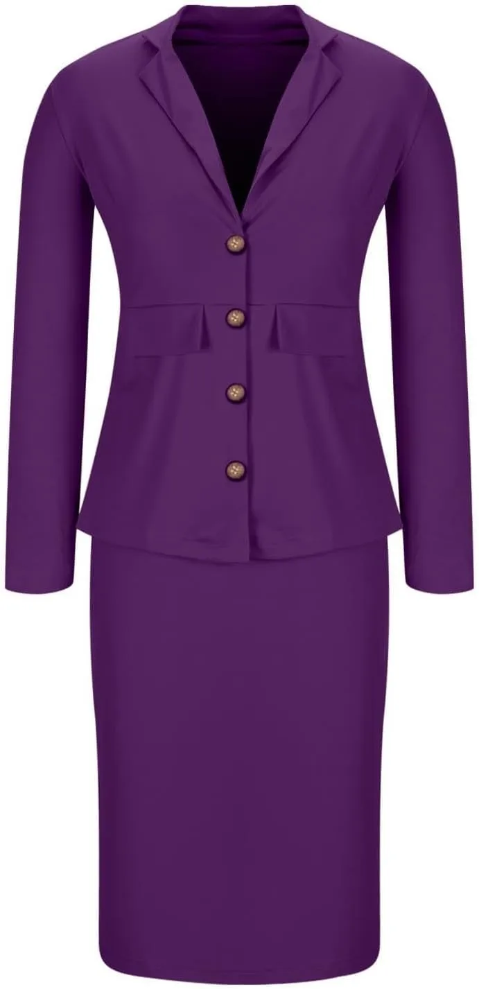 Canbebig Womens Suits 2 Piece Set Lapel Blazer and Pencil Skirt Dressy Suits Business Skirt Suits Work Office Fashion Outfits
