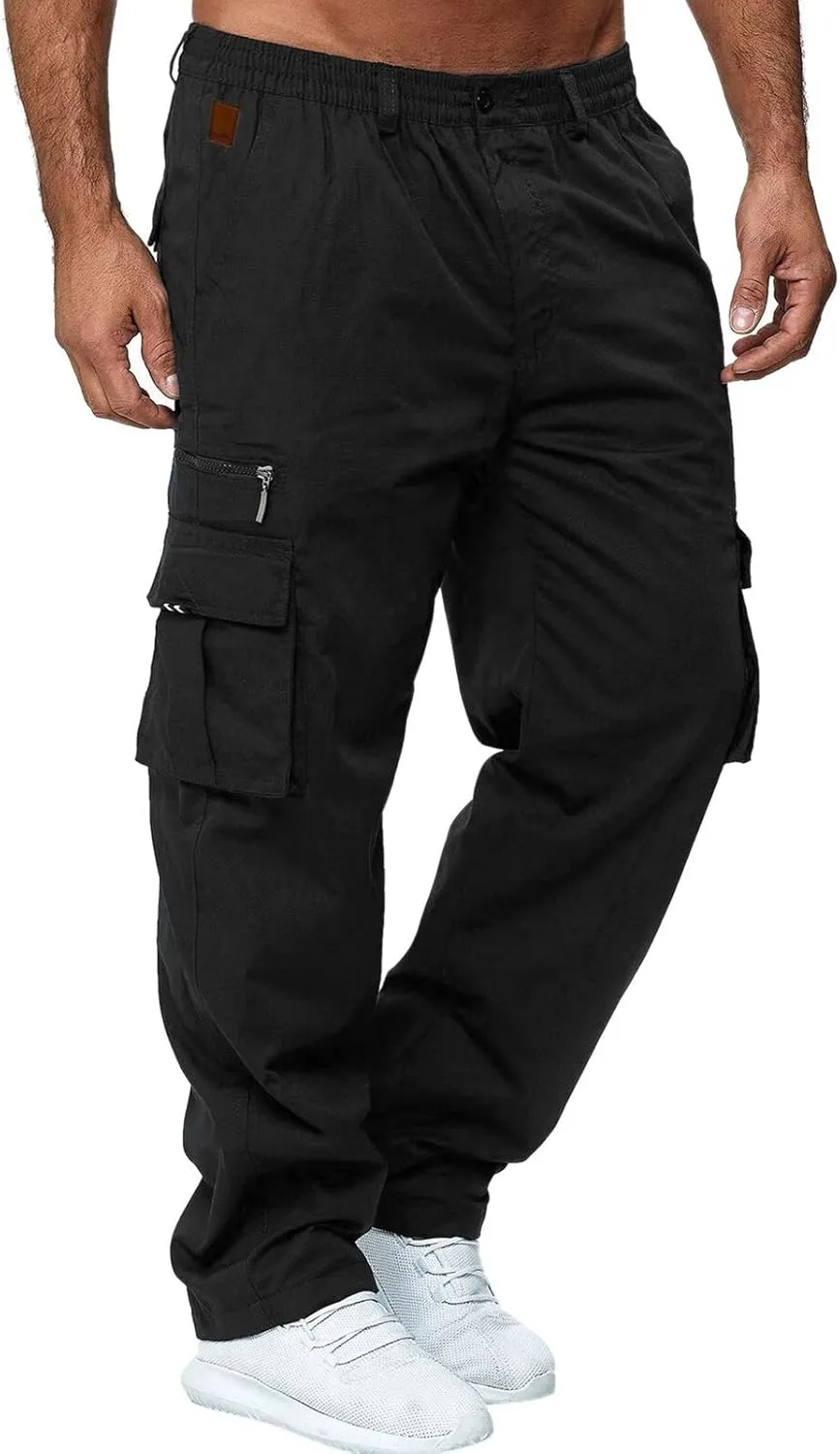 Cargo Trousers for Men Workout Athletic Pants Sweatpants for Men with Pockets Men's Slim Joggers Gym Workout Pants