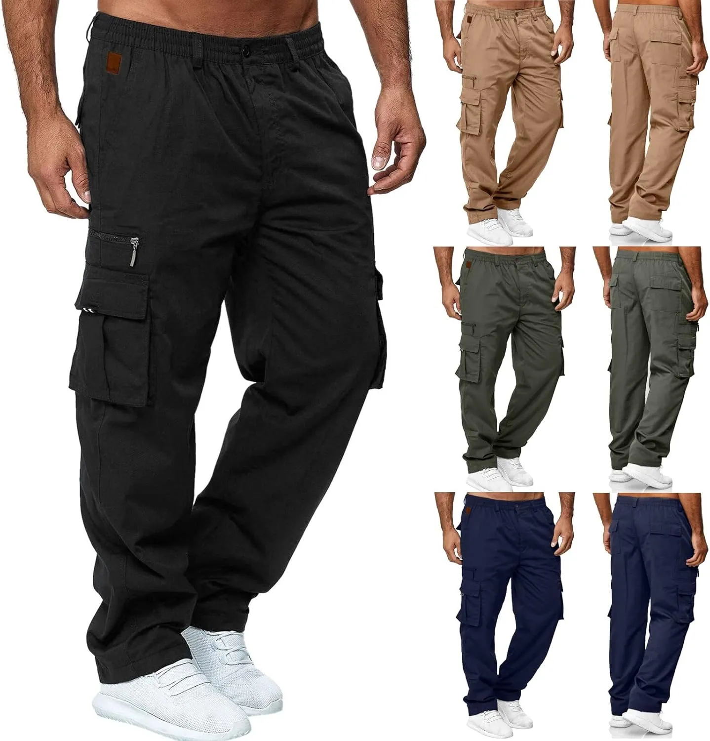 Cargo Trousers for Men Workout Athletic Pants Sweatpants for Men with Pockets Men's Slim Joggers Gym Workout Pants