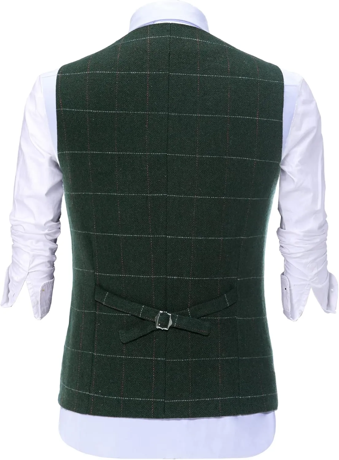 Casual Men's Vest for Wedding Plaid Soft Wool Tweed Waistcoat for Groosmen Best Man