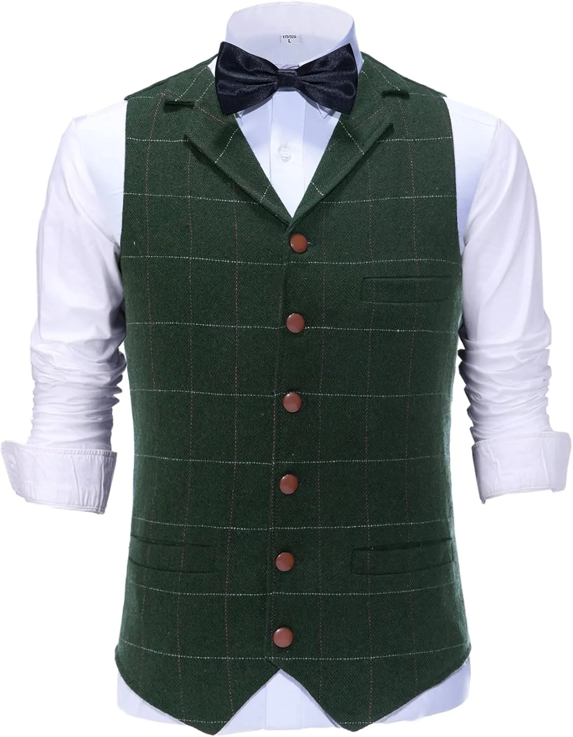 Casual Men's Vest for Wedding Plaid Soft Wool Tweed Waistcoat for Groosmen Best Man