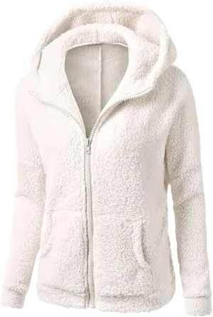 Ceboyel Womens Fleece Jacket With Hood Sherpa Full Zip Up Hoodie Fuzzy Coats Trendy Lightweight Warm Winter Clothes 2023
