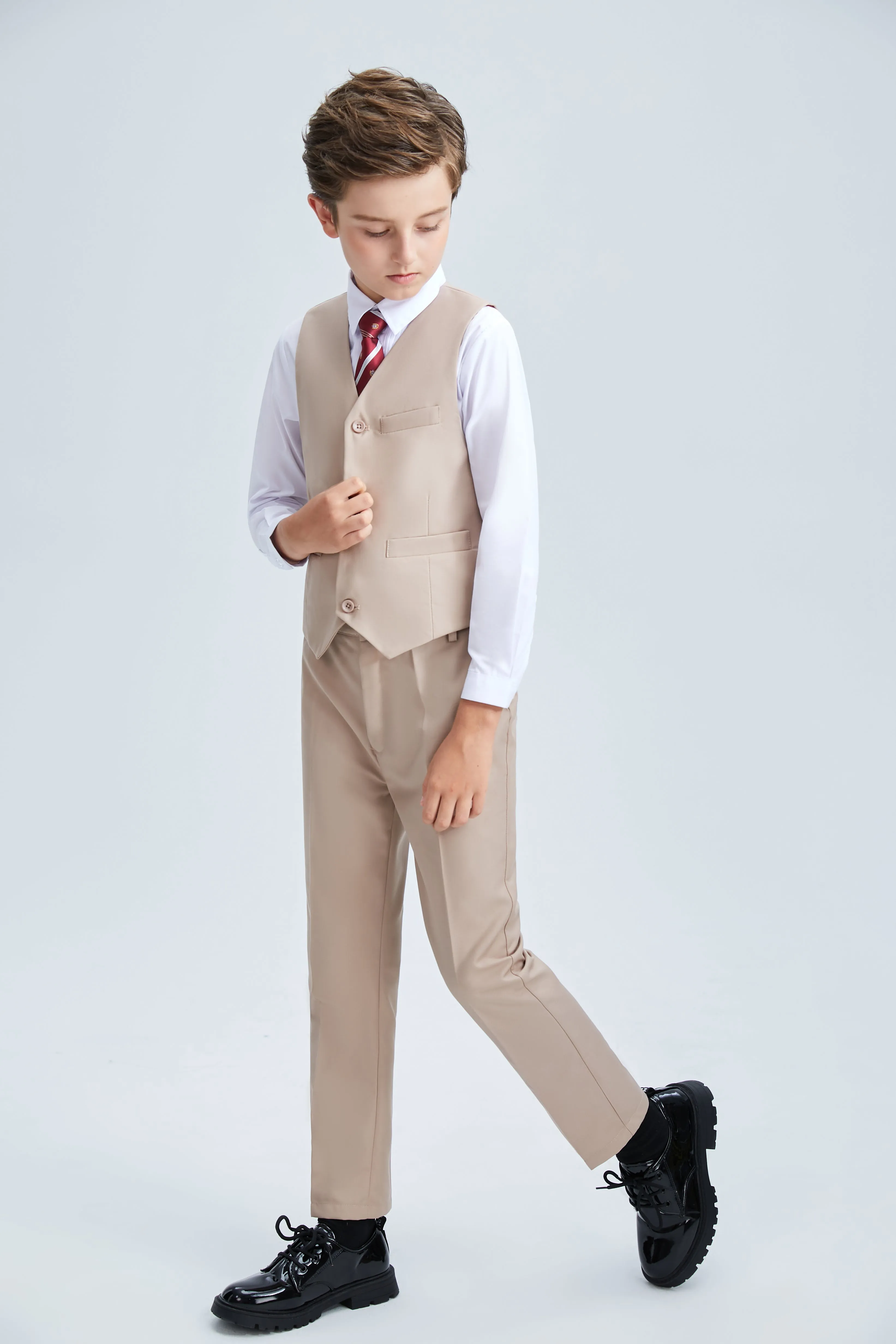 Champagne Classic 4 Piece Boys Suits With Vest Pants Shirt Tie