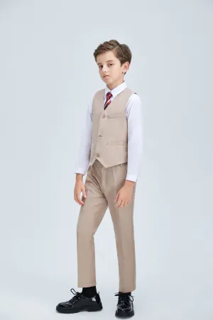 Champagne Classic 4 Piece Boys Suits With Vest Pants Shirt Tie