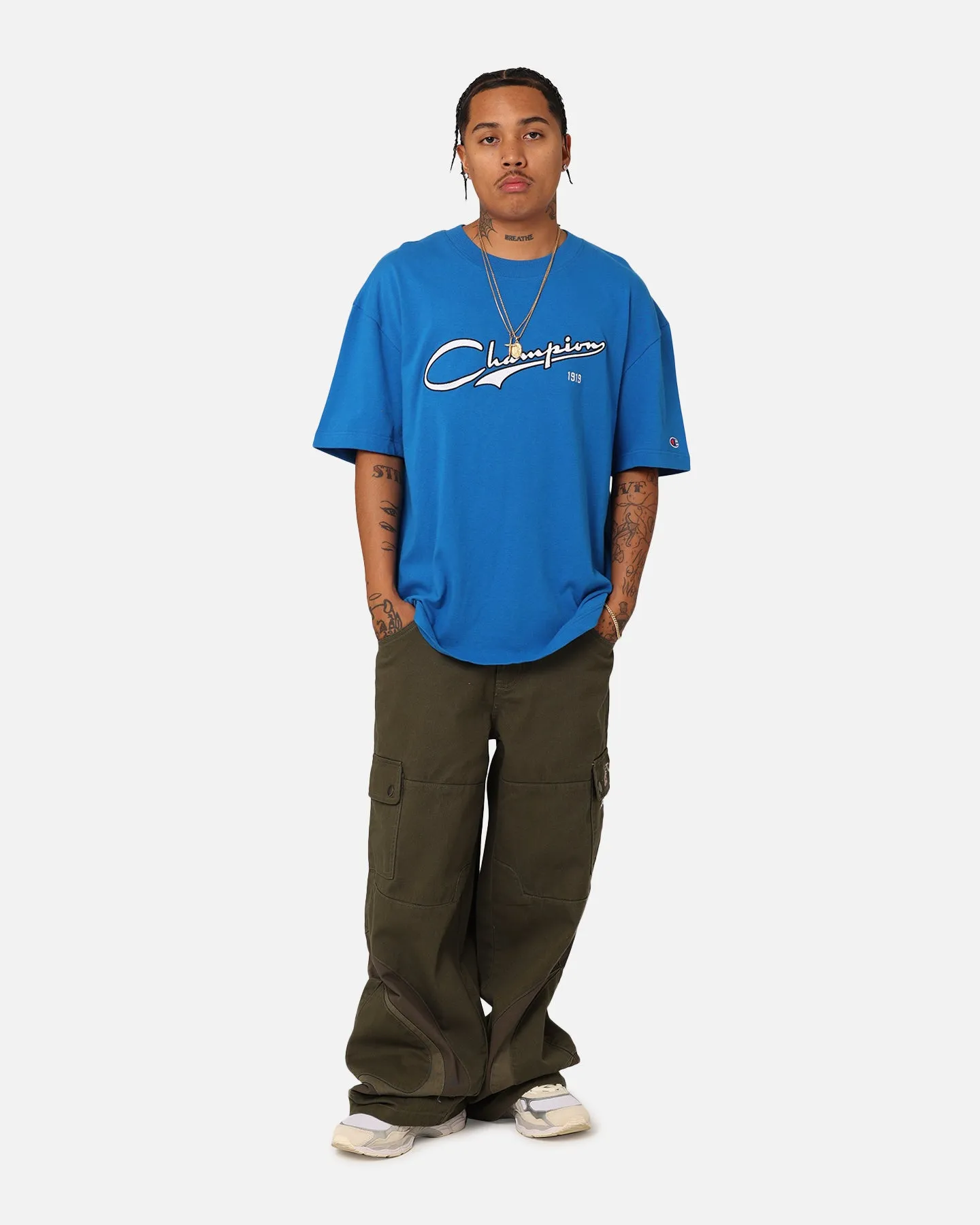 Champion Heritage Cursive Logo T-Shirt Pelican Do