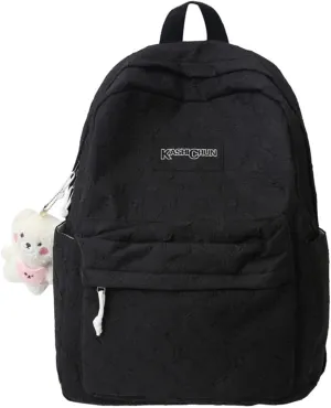 Checkered Backpack for Women Fit 15.6 Inch Laptop Checkerboard Academia Aesthetic Book Bag Cute Plaid Preppy Backpack (Black,One Size)
