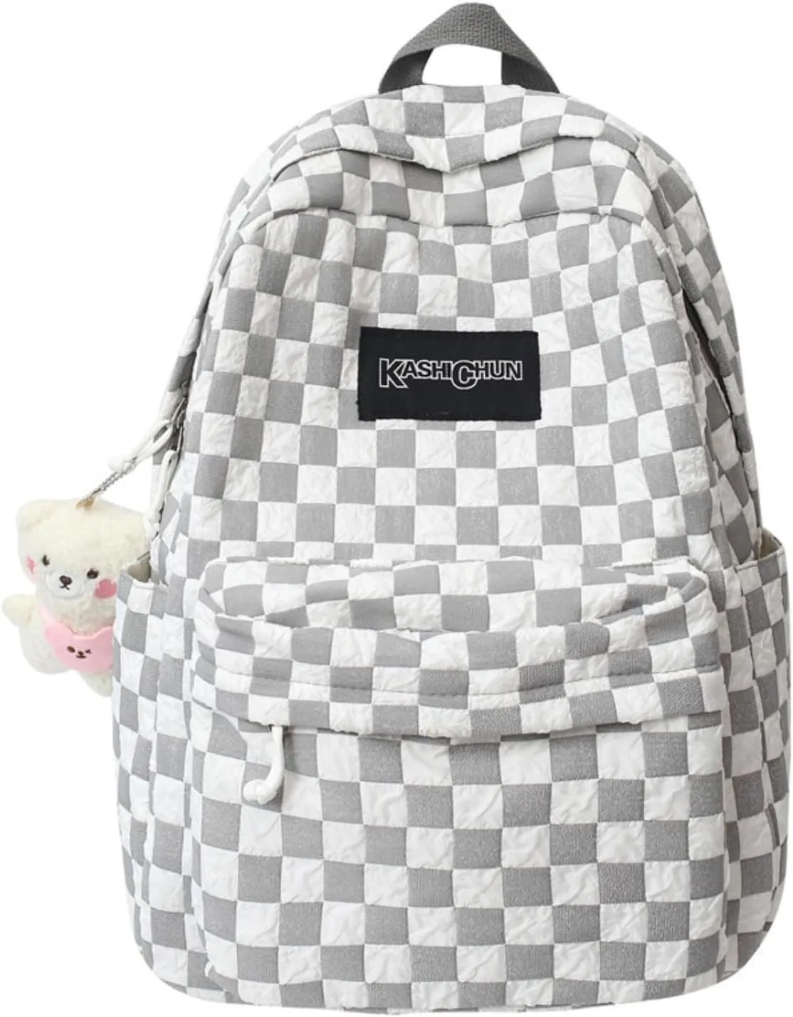 Checkered Backpack for Women Fit 15.6 Inch Laptop Checkerboard Academia Aesthetic Book Bag Cute Plaid Preppy Backpack (Grey,One Size)