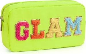 Chenille Alphabet Makeup Kit Bag, Adorable Embroidered Zippered Pouch for Women & Teens, Cute Travel Accessory for Everyday Essentials & Festive Presents