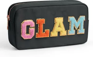 Chenille Alphabet Makeup Kit Bag, Adorable Embroidered Zippered Pouch for Women & Teens, Cute Travel Accessory for Everyday Essentials & Festive Presents