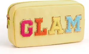 Chenille Alphabet Makeup Kit Bag, Adorable Embroidered Zippered Pouch for Women & Teens, Cute Travel Accessory for Everyday Essentials & Festive Presents