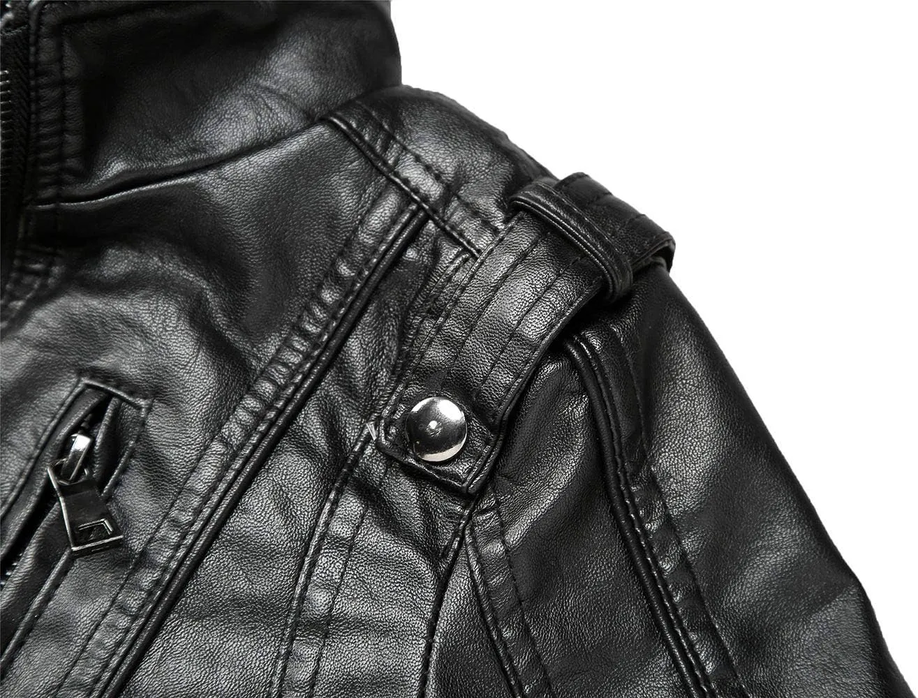 Children Leather Jacket Kids Motorcycle Biker Jacket Stand Collar Zipper Faux Leather Coat