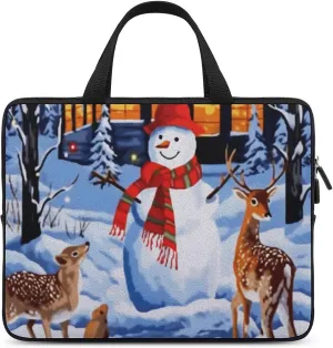 Christmas Snowman Snow Squirrel ElkLaptop Bag Laptop Case Computer Notebook Briefcase Messenger Bag with Adjustable Shoulder Strap 15.6 Inch