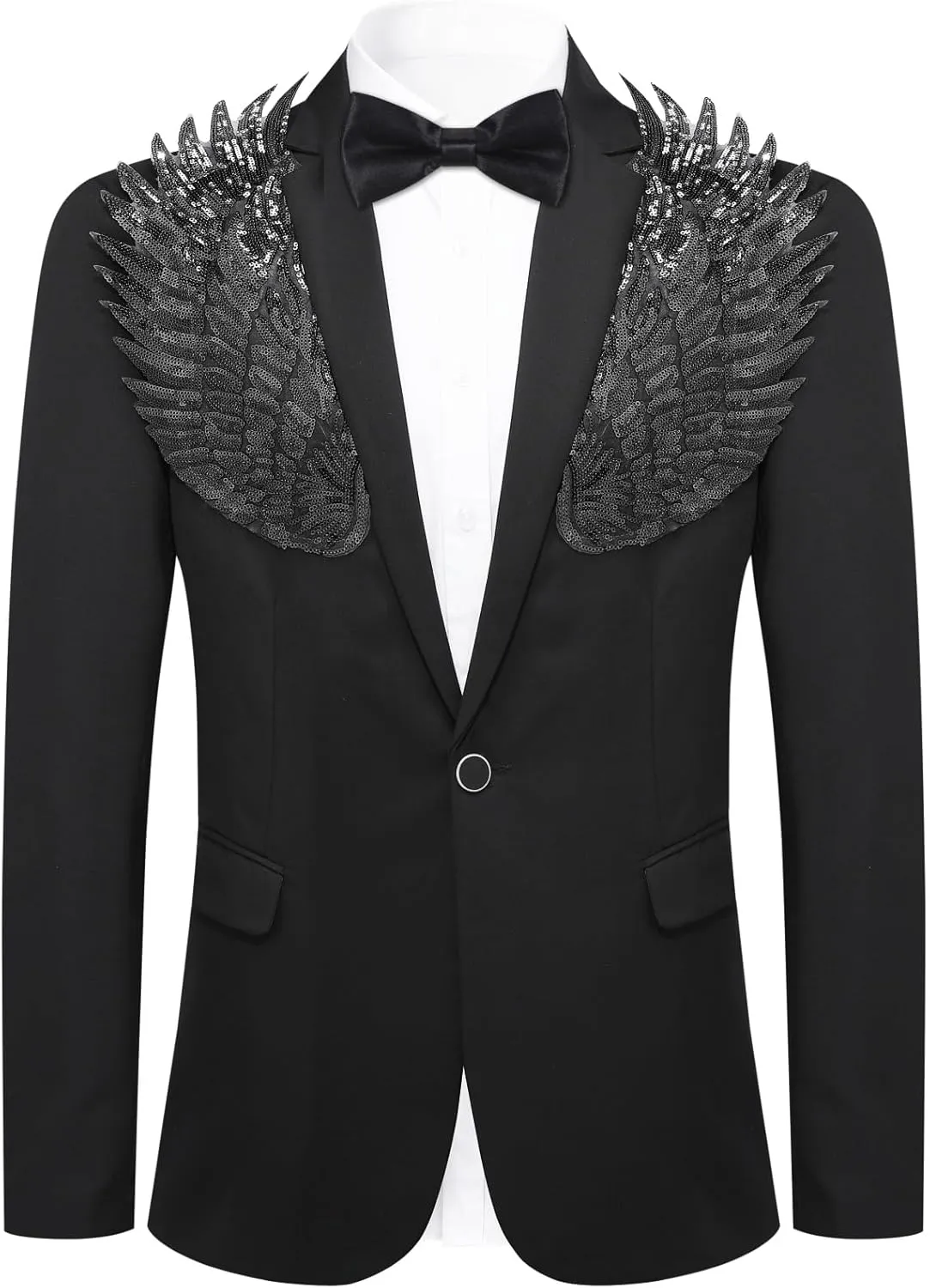 Cloudstyle Men's Wedding Sequin Wing Stage Clothes Premium Suit Jacket Blazer Coat