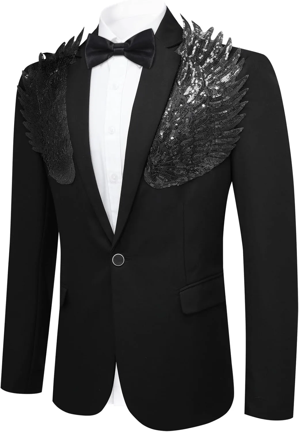 Cloudstyle Men's Wedding Sequin Wing Stage Clothes Premium Suit Jacket Blazer Coat