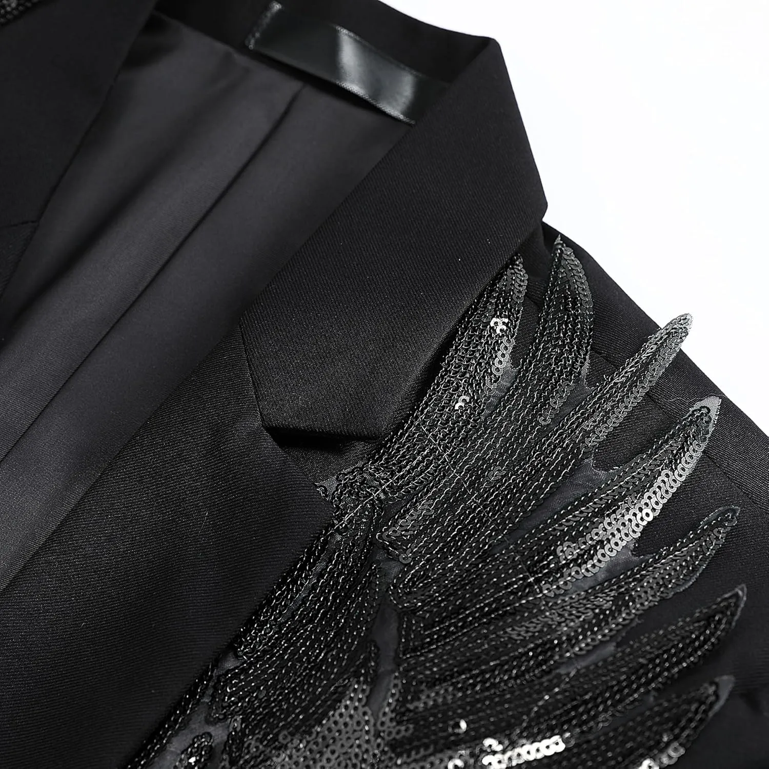 Cloudstyle Men's Wedding Sequin Wing Stage Clothes Premium Suit Jacket Blazer Coat