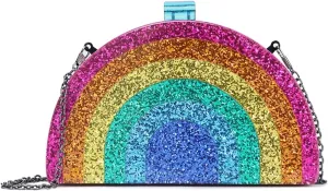 Clutch Purses for Women Colorful Sequins Evening Bags for Women Blingbling Rainbow Patchwork Clutch Purse Trendy Cross-Body Handbag for Parties and Banquets