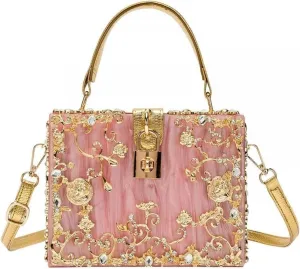 Clutch Purses for Women Fashionable Floral Handbags for Women Elegant Evening Party Box Clutch and Crossbody Tote Purse