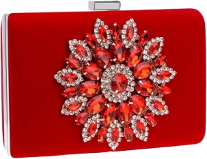 Clutch Purses for Women Single Side Sun Diamond Crystal Evening Clutch Bag for Women Rhinestones Purse for Weddings and Parties