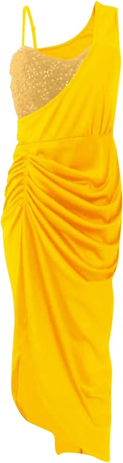 Cocktail Dresses,Sequin Bodycon One Shoulder Sexy Slit Midi Dress Formal Elegant Plus Size for Evening Dinner