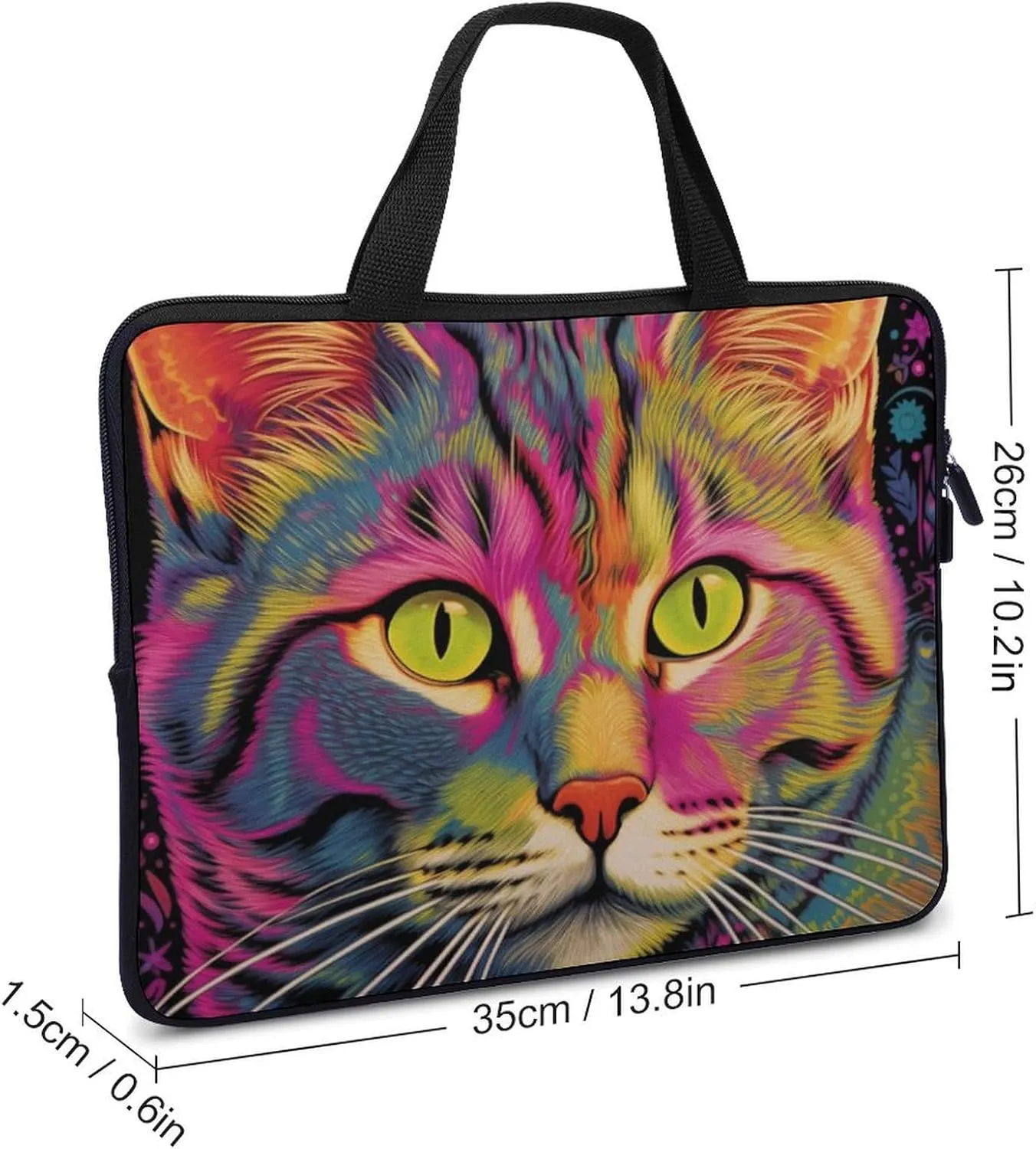 Colorful Cat LoversLaptop Bag Laptop Case Computer Notebook Briefcase Messenger Bag with Adjustable Shoulder Strap 15.6 Inch