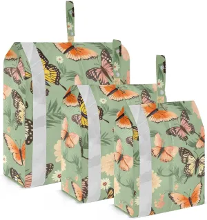 Colorful Flower Butterfly Packing Cubes for Suitcases 3 Set Expandable Compression Luggage Packing Organizers for Carry on Suitcase Travel Accessories Luggage Organizer Bags Set