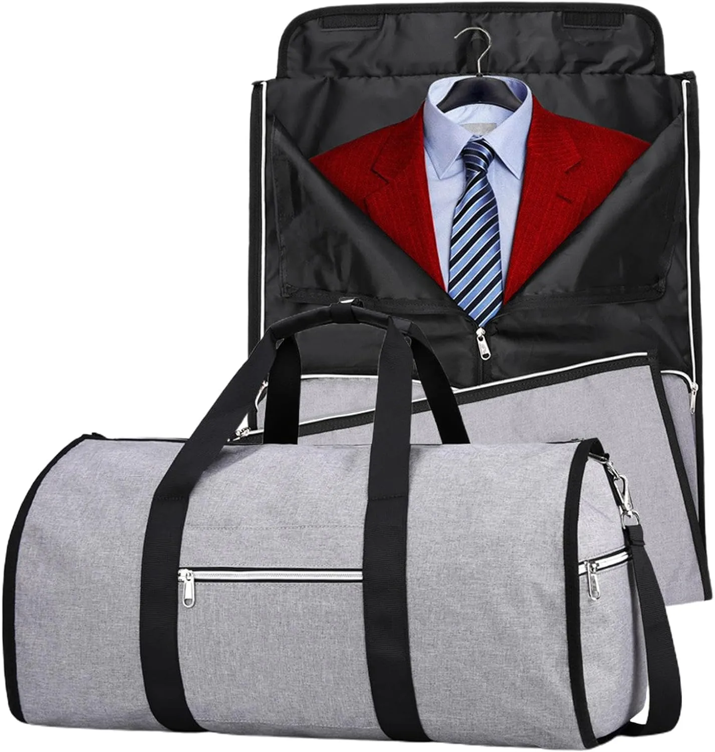 Convertible Garment Bag - Large Suit Bag, Waterproof Foldable Duffel Bags | 2 in 1 Leather Dress Suitcase with Multi Compartments, Expandable Garment Bag for Business Trips Vacations
