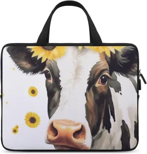 Cow SunflowersLaptop Bag Laptop Case Computer Notebook Briefcase Messenger Bag with Adjustable Shoulder Strap 15.6 Inch