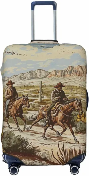 Cowboys Riding Horses Print Travel Luggage Cover - Personalization Elastic Suitcase Protector,S(Fit 18-21 Inch Luggage)