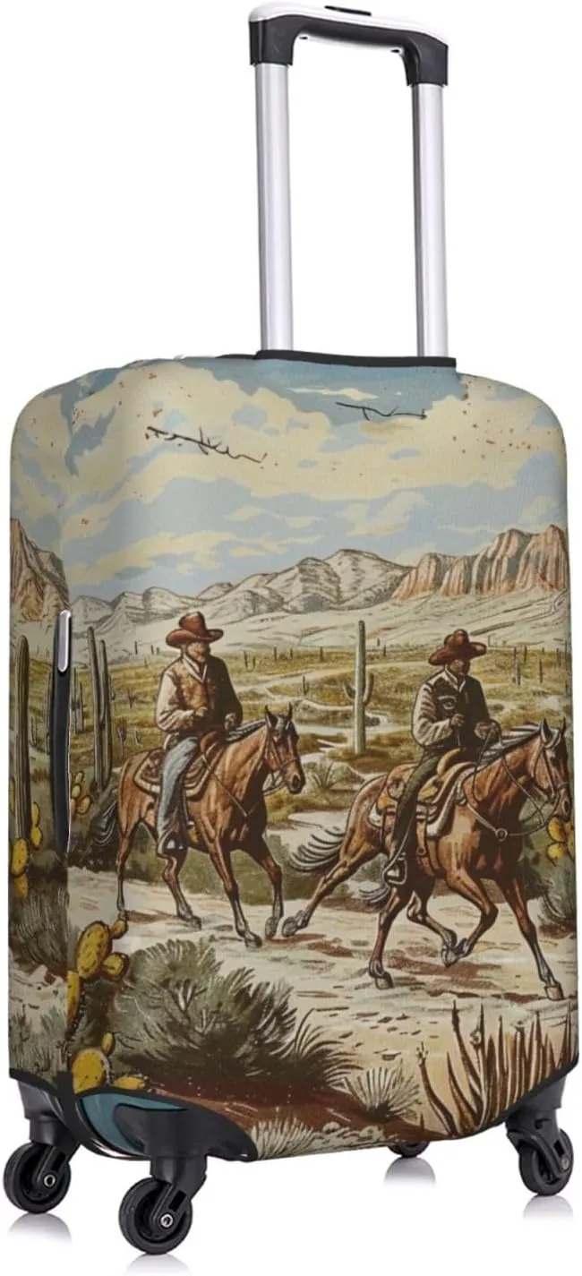 Cowboys Riding Horses Print Travel Luggage Cover - Personalization Elastic Suitcase Protector,S(Fit 18-21 Inch Luggage)