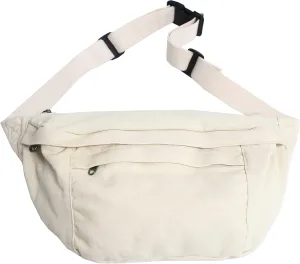 Crossbody Bag Fanny Pack for Women Men, Waist Pack Large Chest Bag with Adjustable Strap for Workout Travel Sports Running(Off White)