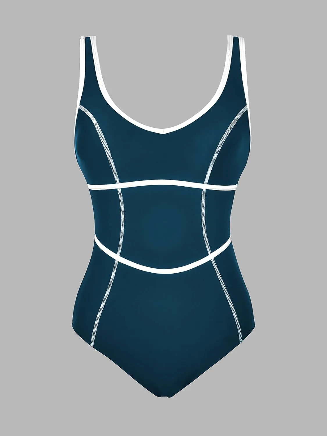 CUPSHE Women's One Piece Swimsuit Scoop Neck Bathing Suit Color Block Adjustable Wide Straps