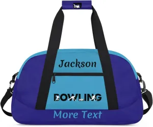 Custom Kids Gym Bag for Boys Personalized Name Sports Duffel Bag Weekender Overnight Travel Bags Dark Blue Bowling Gifts