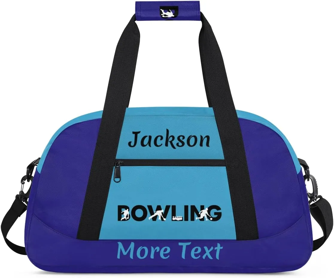 Custom Kids Gym Bag for Boys Personalized Name Sports Duffel Bag Weekender Overnight Travel Bags Dark Blue Bowling Gifts