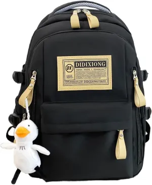 Cute Aesthetic Backpack Kawaii Backpack Supplies Laptop Bag Travel Bookbag Large Capacity (Black)